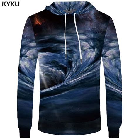 Kyku Brand Galaxy Hoodie Men Vortex Streetwear Black Hole Hood Vintage