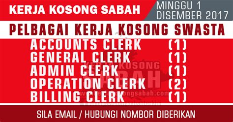 30 disember 2016 (jumaat) masa : Kerja Kosong Sabah | Kategori Jawatan - Clerk / Kerani ...
