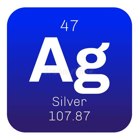 Silver Argentum The Chemical Element In The Periodic Table Stock
