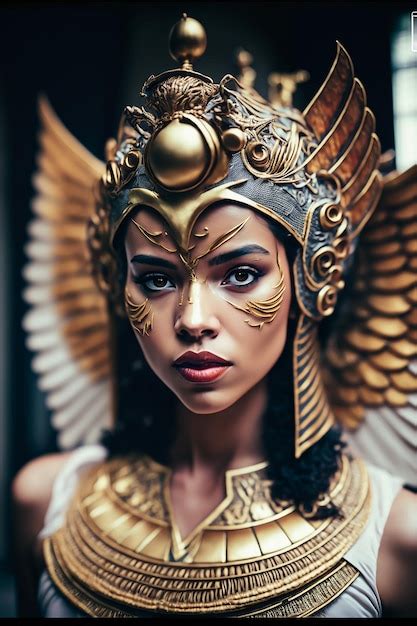 Premium Ai Image A Woman With A Golden Headdress And A Gold Headdress