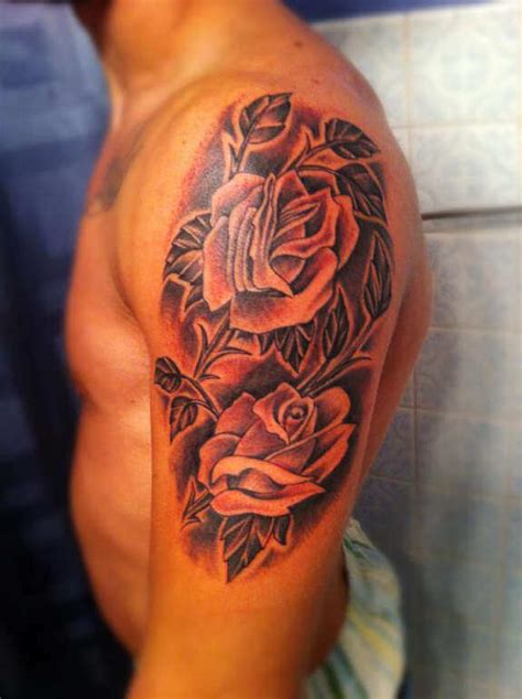 Single stem rose tattoo on forearm in black and white style. Top 55 Best Rose Tattoos for Men | Improb
