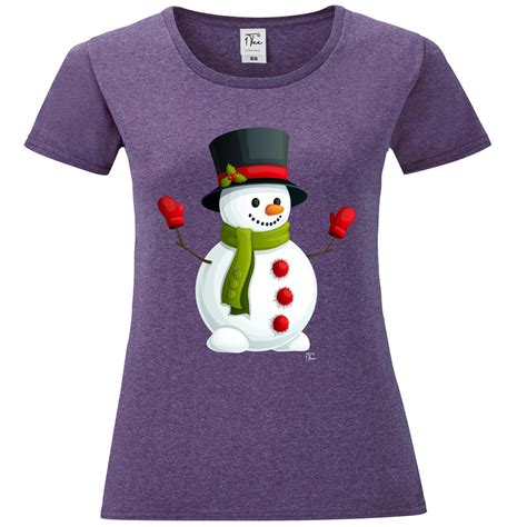 1tee Womens Classic Snowman Christmas T Shirt Ebay