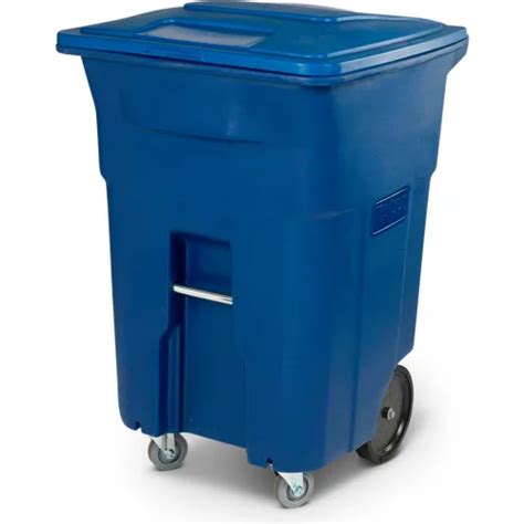 Toter Heavy Duty 2 Wheel Trash Cart W Casters 96 Gallon Blue Acc96