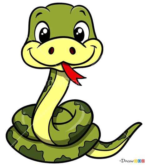 How To Draw A Cartoon Snake Easy Step By Step Drawing