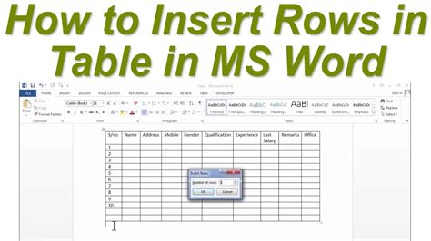 Shortcut Key To Insert Rows In Table In Ms Word How To Insert Rows In
