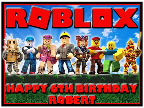 Roblox Themed Birthday Personalised Edible Cake Topper Ebay Edible