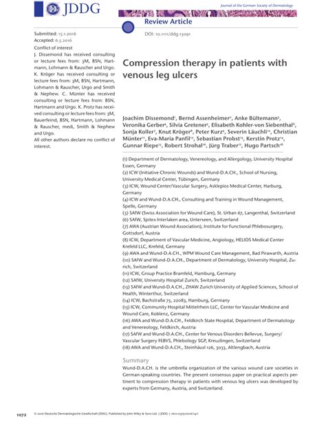 Pdf Compression Therapy In Patients With Venous Leg Ulcers
