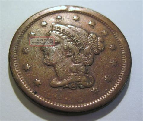1856 Large Cent Vf Details Weak Date 1010a