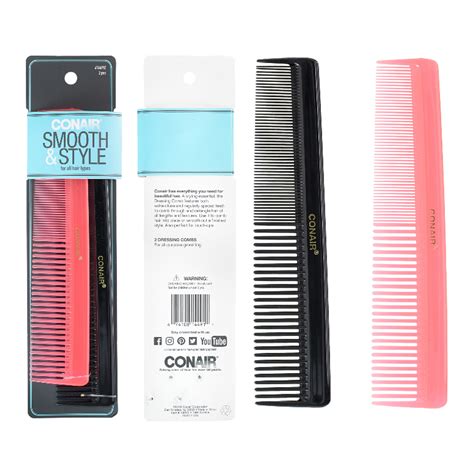 Conair Smooth And Style All Purpose Combs For Everyday Use Colors Vary