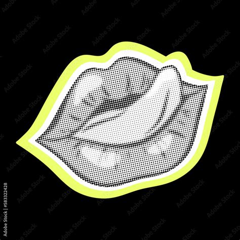 Seductive Lips In The Style Of Dot Pop Art Retro Halftone Design