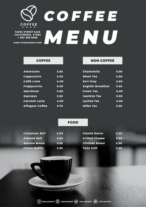 Coffee Shop Menu Template Free Printable Templates