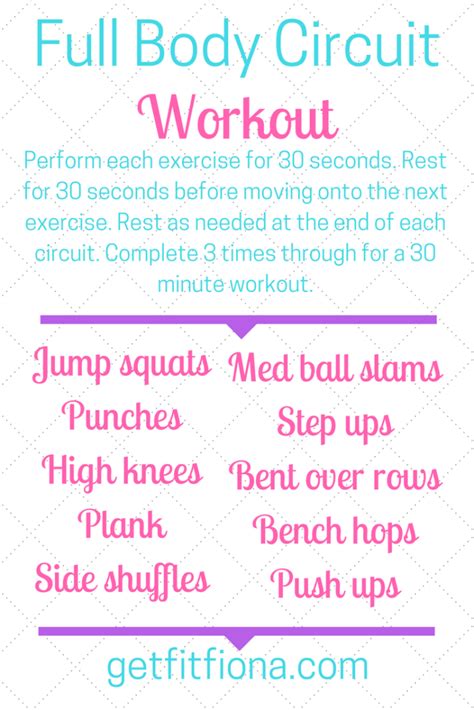 Full Body Circuit Workout Get Fit Fiona