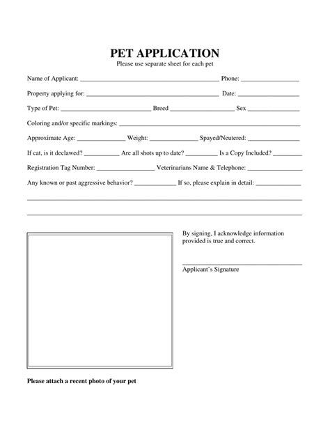 Pet Application Form Fill Out Sign Online And Download Pdf