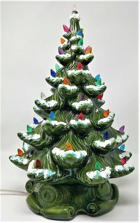 Cas ceramic christmas tree plastic light up small twist style bulbs in assorted colors replacement tree bulbs/lights for a ceramic c. 17" Vintage Ceramic Lighted Snow Capped Christmas Tree ...