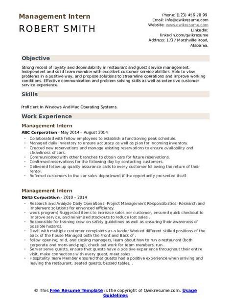 View our simple resume example for emergency management director. Management Intern Resume Samples | QwikResume