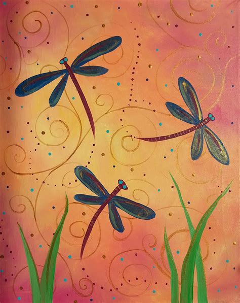 Dragonflies Dragonfly Painting Dragonfly Wall Art Dragonfly Artwork