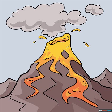 How To Draw A Cartoon Volcano Really Easy Drawing Tutorial