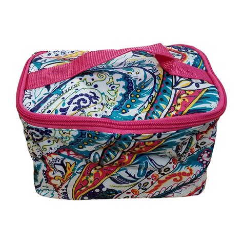 Paisley Print Cosmetic Bag Embroidery Blanks Hot Pink Trim Closeout
