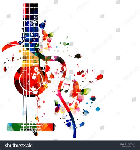 Colorful Guitar Music Notes Isolated Vector Stock Vector Royalty Free