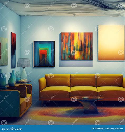 Messy Messy Living Room Interior With Furniture Generative Ai Stock