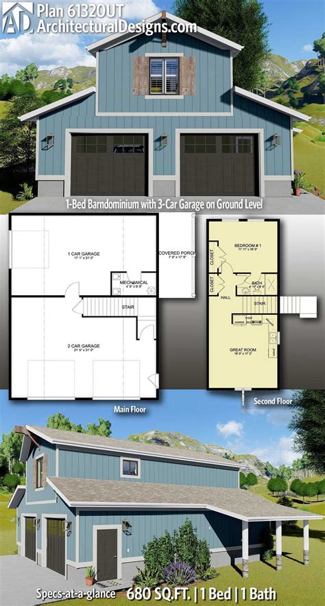 Two Story House Plans With Garage And Living Room In The Front An