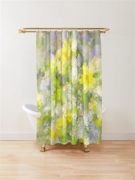 Yellow Floral Abstract Shower Curtain By Bubred24 Redbubble