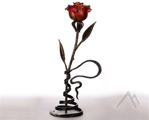 Hand Forged Red Iron Rose 6th Anniversary T For Wife Etsy Iron