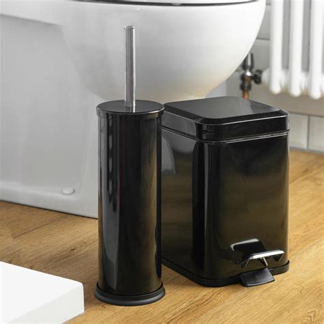 Bathroom Pedal Rubbish Waste Bin And Toilet Brush Holder Set 3 Litre
