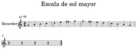 Escala De Sol Mayor Sheet Music For Recorder