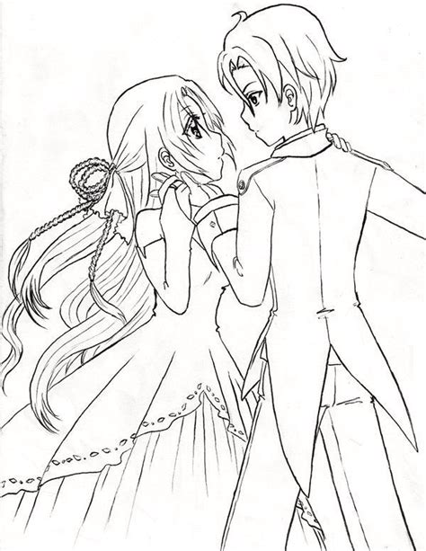 Cute Couple Anime Coloring Page Couple Coloring Page Page For Kids And