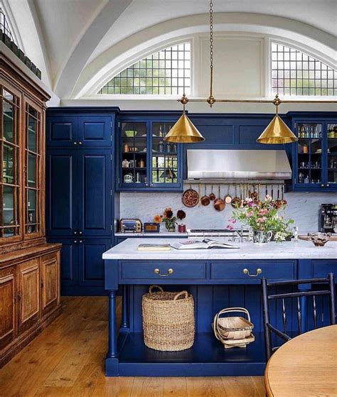 These blue kitchen cabinets come in varied designs, sure to complement your style. great old world style kitchen with royal blue cabinets ...
