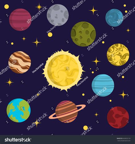 Solar System Space Planets Galaxy Earth Stock Vector