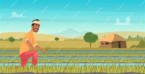 Premium Vector Indian Agriculture Working Farmer Harvesting In Field
