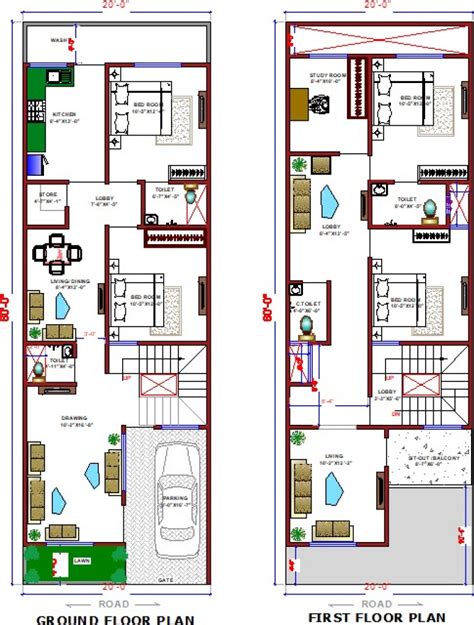 Buy 20x60 House Plan 20 By 60 Front Elevation Design 1200sqrft Home