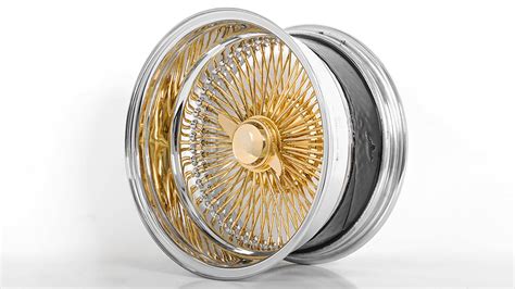 15x7 La Wire Wheels Reverse 100 Spoke Straight Lace Chrome With Gold Center Rims Ww071 3