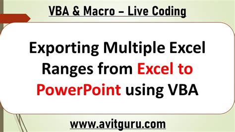Exporting Multiple Excel Ranges From Excel To Powerpoint Using Vba Youtube