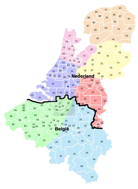 Postcode Kaart Nederland Belgie Vogels