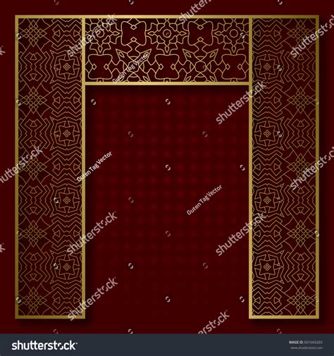 Traditional Background Golden Patterned Arched Frame Vector De Stock