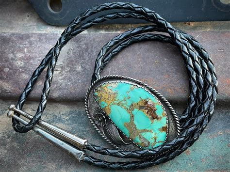 Vintage Turquoise Bolo Tie For Men Native American Bola Necklace Western Tie Rodeo Style Gift
