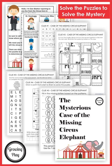 Circus Worksheets Mystery Puzzle Growing Play In 2021 Visual