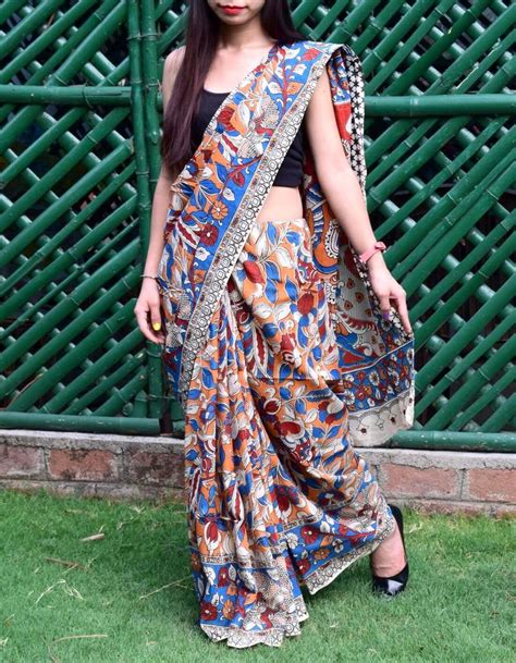 Check spelling or type a new query. Kalamkari Silk Saree With Floral Pattern Multicolored ...