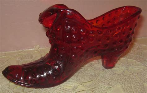 Set Of Three Fenton Hobnail Art Glass Shoe Boot Figurines Antique And Vintage Slip On Shoes With