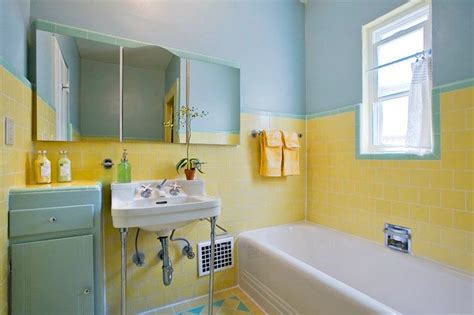 This style is so cozy and comfortable in itself, it can be called homey. all original vintage 1936 bathroom with yellow subway tile ...