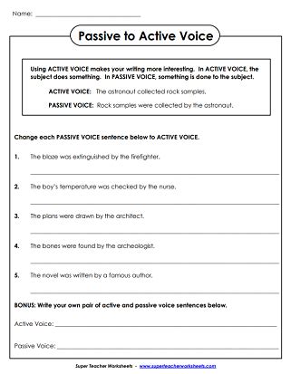 Active And Passive Voice Worksheets