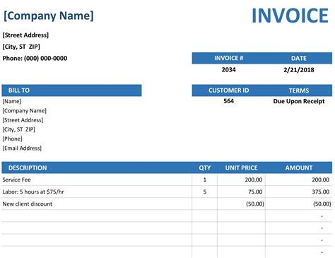 Excel Spreadsheet Invoice Template Invoice Template Invoice Template