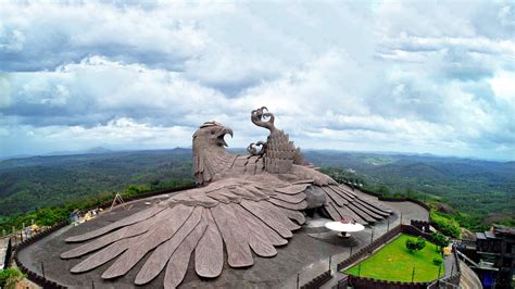 An Enormous Stylized Bird Sculpture Sprawls Atop A Mountain In India