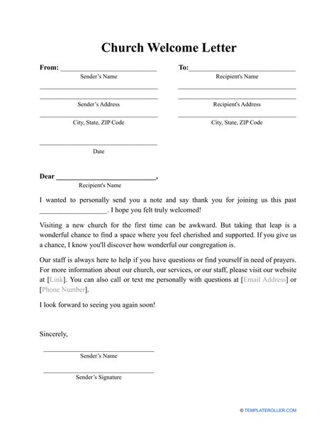 Church Welcome Letter Template Download Printable Pdf Templateroller