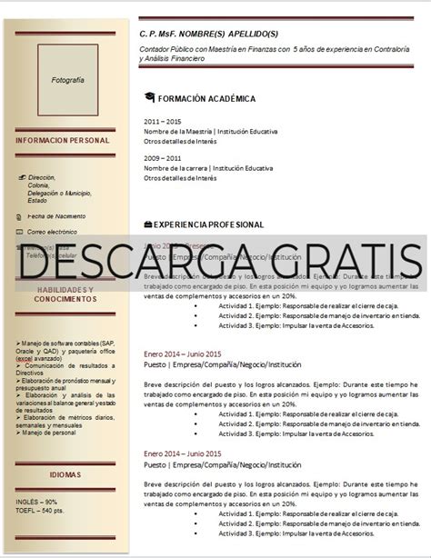 Curriculum Vitae De Contador Ejemplos Formatos Y Plantillas Gratis
