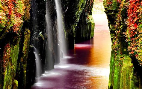 Rocky Falls Forest Autumn Rock River Waterfalls Hd Wallpaper Peakpx