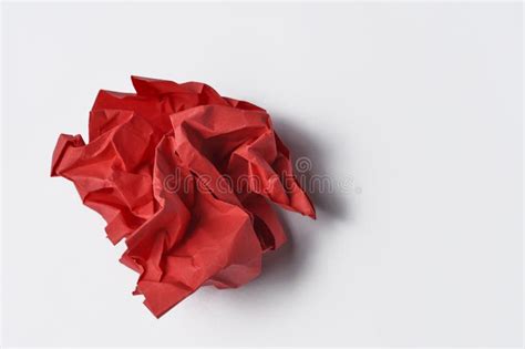 Red Paper Wrinkled Isolated On A White Backgroundcopy Space Stock